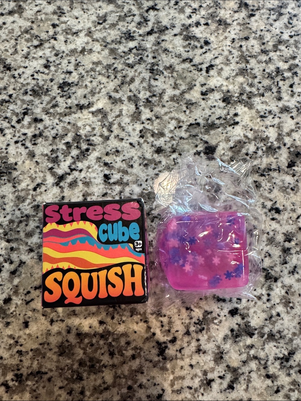 Stress Cube Squish Toy - Pink Stars